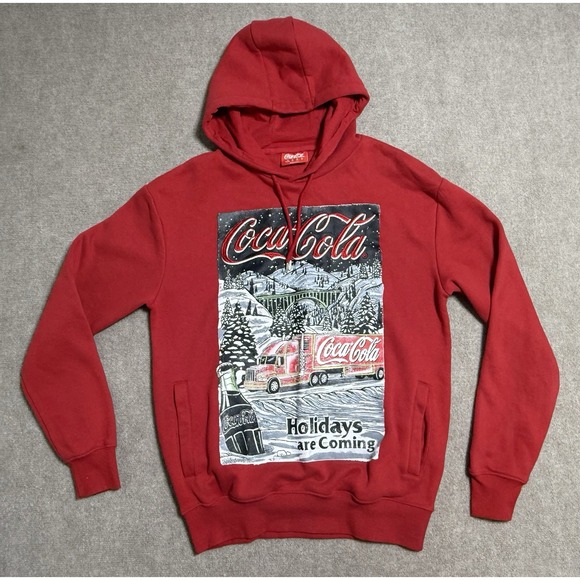 Coca-Cola Primark Christmas Red Holiday Embroidered Hoodie Sweatshirt Sweater‎ - Picture 1 of 6